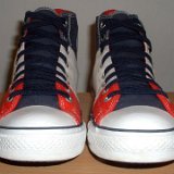 Tri-Color Chucks  Front view of  red, white, and blue tri-color high tops.