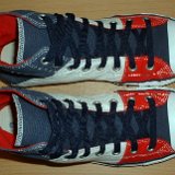 Tri-Color Chucks  Top view of  red, white, and blue tri-color high tops.