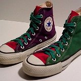Tri-Color Chucks  Green, red, and maroon high tops.