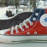 Tri-Color Chucks  Red, white, and blue tri-color high tops.