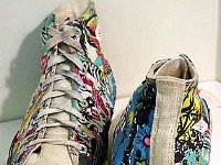Tropical and Nautical Pattern Chucks  Surfer print high tops, front and rear views.