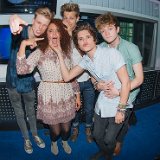 The Vamps  Comic pose of the band at a media event.