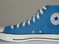 Victorian Blue High Top Chucks  Inside patch view of a right Victoria blue high top.