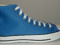 Victorian Blue High Top Chucks  Outside view of a right Victoria blue high top.