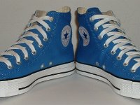 Victorian Blue High Top Chucks  Angled front view of Victoria blue high tops.