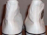 White Leather Jewel High Top Chucks  White leather jewel high tops, rear view.