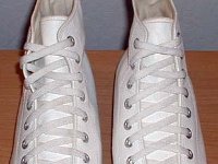 White Leather Jewel High Top Chucks  White leather jewel high tops, front to top view.