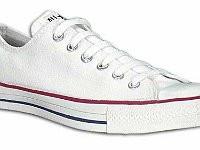 White Low Cut Chucks  Right optical white low cut, angled side view.