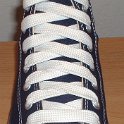 Fat (Wide) White Shoelaces on Chucks  Navy blue high top with wide white laces.
