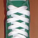 Fat (Wide) White Shoelaces on Chucks  Celtic green high top with wide white laces.
