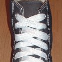 Fat (Wide) White Shoelaces on Chucks  Charcoal grey high top with wide white laces.