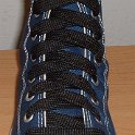 Fat (Wide) Black Shoelaces on Chucks  Navy blue high top with wide black laces.
