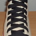 Fat (Wide) Black Shoelaces on Chucks  Natural white high top with wide black laces.