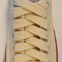 Fat (Wide) Natural White (Vanilla) Shoelaces on Chucks  Wide natural white shoelaces on a natural (unbleached) white low cut chuck.