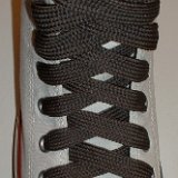 Fat (Wide) Charcoal Grey Shoelaces on Chucks  Optical white high top with fat charcoal grey shoelaces.