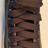 Fat (Wide) Charcoal Grey Shoelaces on Chucks  Charcoal high top with fat charcoal grey shoelaces.