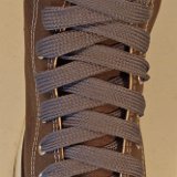 Fat (Wide) Metal Grey Shoelaces on Chucks  Charcoal high top with fat metal grey shoelaces.