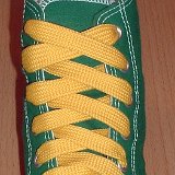 Fat (Wide) Gold Shoelaces on Chucks  Celtic green high top with fat gold shoelaces.