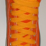 Fat (Wide) Light Gold Shoelaces on Chucks  Orange high top with light gold fat shoelaces.