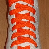 Fat (Wide) Orange Shoelaces on Chucks  Optical white high top with fat orange laces.