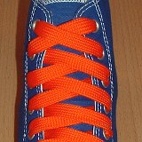Fat (Wide) Orange Shoelaces on Chucks  Royal blue high top with fat orange laces.