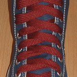 Fat (Wide) Burgundy (Maroon) Shoelaces on Chucks  Navy blue high top with fat burgundy laces.