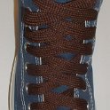 Fat (Wide) Brown Shoelaces on Chucks  Navy blue high top with fat brown shoelaces.