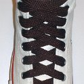 Fat (Wide) Brown Shoelaces on Chucks  Optical white high top with fat brown shoelaces.