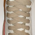 Fat (Wide) Tan Shoelaces on Chucks  Optical white high top with fat tan laces.