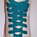 Fat (Wide) Teal Shoelaces on Chucks  Optical white high top with fat teal shoelaces.