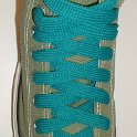 Fat (Wide) Teal Shoelaces on Chucks  Oil green high top with fat teal shoelaces.