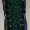 Fat (Wide) Hunter Green Shoelaces on Chucks  Navy blue high top with fat hunter green shoelaces.