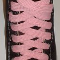 Fat (Wide) Pink Shoelaces on Chucks  Black high top with fat pink shoelaces.