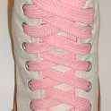 Fat (Wide) Pink Shoelaces on Chucks  Optical white high top with fat pink shoelaces.