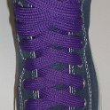Fat (Wide) Purple Shoelaces on Chucks  Navy blue high top with fat purple shoelaces.