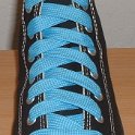 Fat (Wide) Sky Blue Shoelaces on Chucks  Black high top with fat sky blue shoelaces.