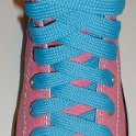 Fat (Wide) Sky Blue Shoelaces on Chucks  Pink high top with fat sky blue shoelaces.