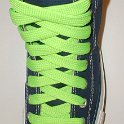 Fat (Wide) Neon Lime Shoelaces on Chucks  Navy blue high top chuck with fat neon lime shoelaces.