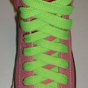 Fat (Wide) Neon Lime Shoelaces on Chucks  Pink high top chuck with fat neon lime shoelaces.