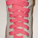 Fat (Wide) Neon Pink Shoelaces on Chucks  Optical white high top chuck with fat neon pink shoelaces.