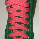 Fat (Wide) Neon Pink Shoelaces on Chucks  Celtic green high top chuck with fat neon pink shoelaces.