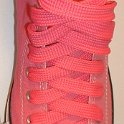 Fat (Wide) Neon Pink Shoelaces on Chucks  Pink high top chuck with fat neon pink shoelaces.