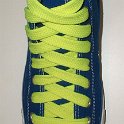 Fat (Wide) Neon Yellow Shoelaces on Chucks  Royal blue high top chuck with fat neon yellow shoelaces.