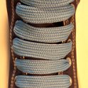 Extra Fat Shoelaces on High Top Chucks  Navy blue high top with sky blue extra fat shoelaces.