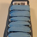Extra Fat Laces on Low Top Chucks  Navy blue low top chuck with sky blue extra fat shoelaces.