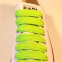 Extra Fat Laces on Low Top Chucks  Optical white low top chuck with neon lime extra fat shoelaces.