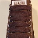 Extra Fat Laces on Low Top Chucks  Chocolate brown low top chuck with brown extra fat shoelaces.