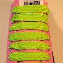Extra Fat Laces on Low Top Chucks  Pink low top chuck with neon lime extra fat shoelaces.